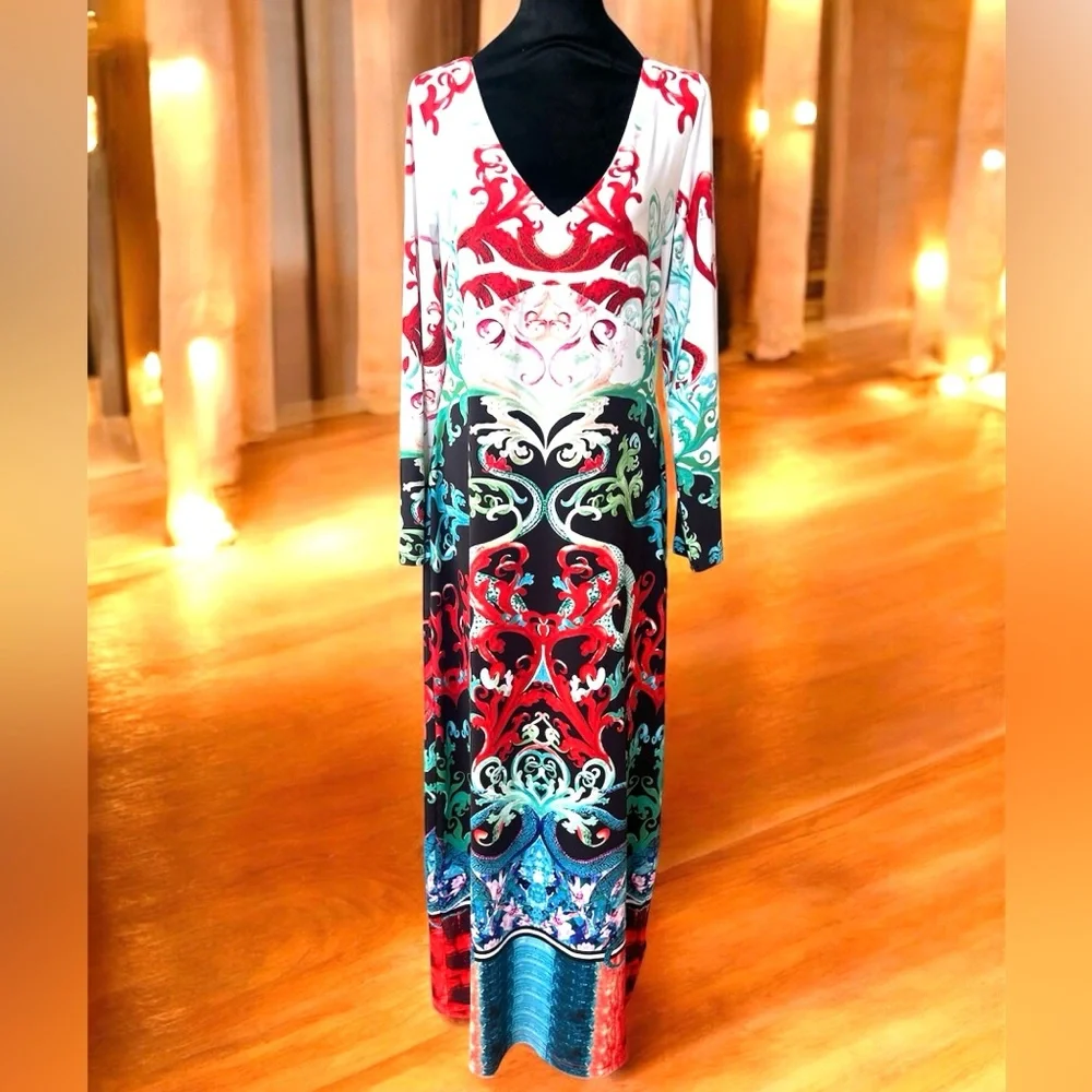 Emilio Pucci Firenze Maxi Vibrant Abstract Prints Dress 10 - Picture 1 of 17